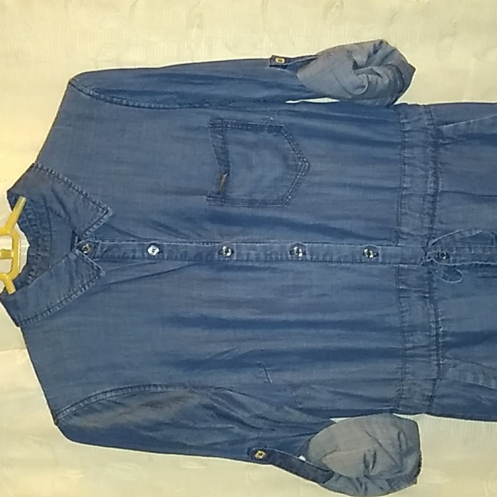 Tommy Hilfiger Denim Blue (Shirt-Dress)   rolled long sleeves size 6 Pre-owned !
